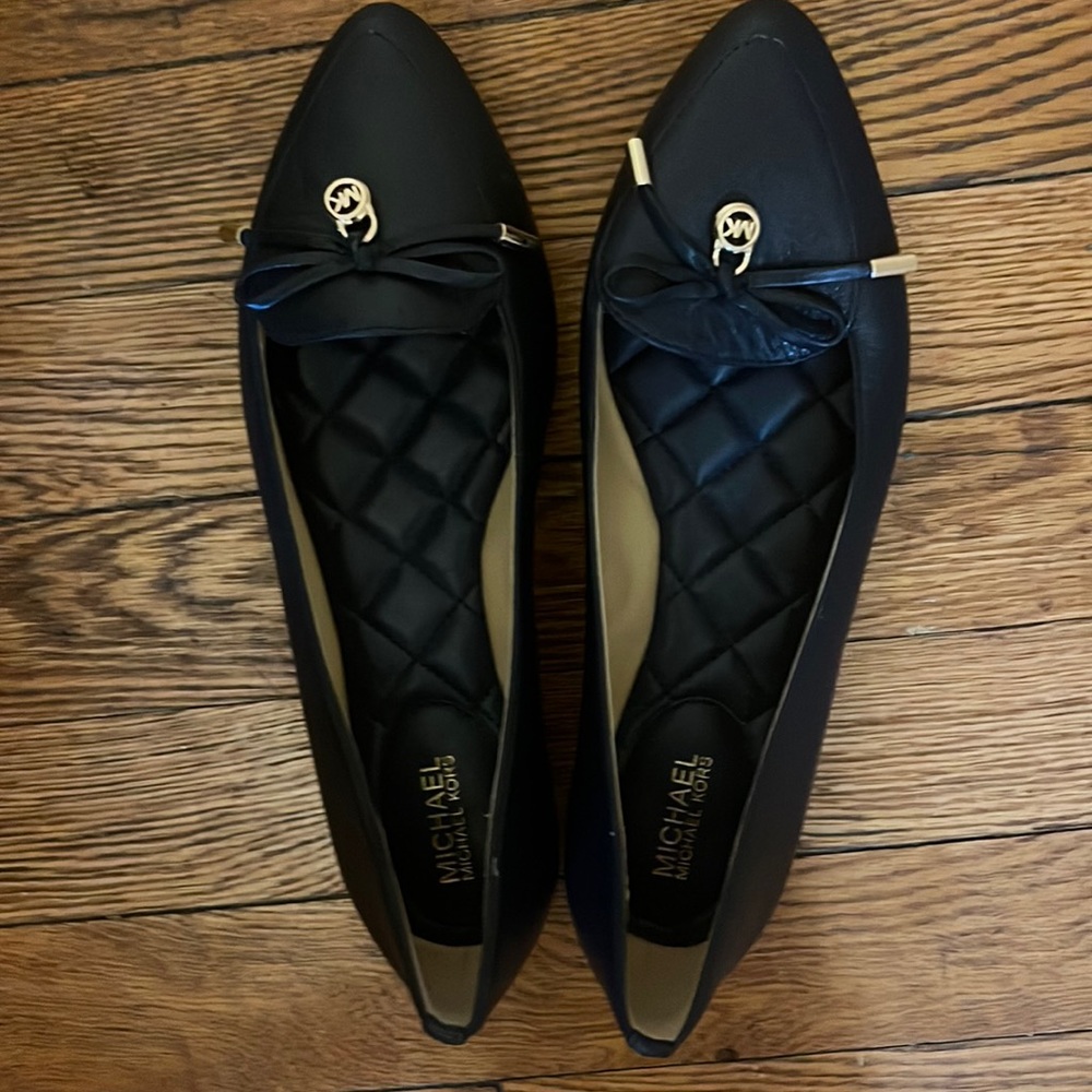 Michael Kors Navy Flats with Gold Accents
